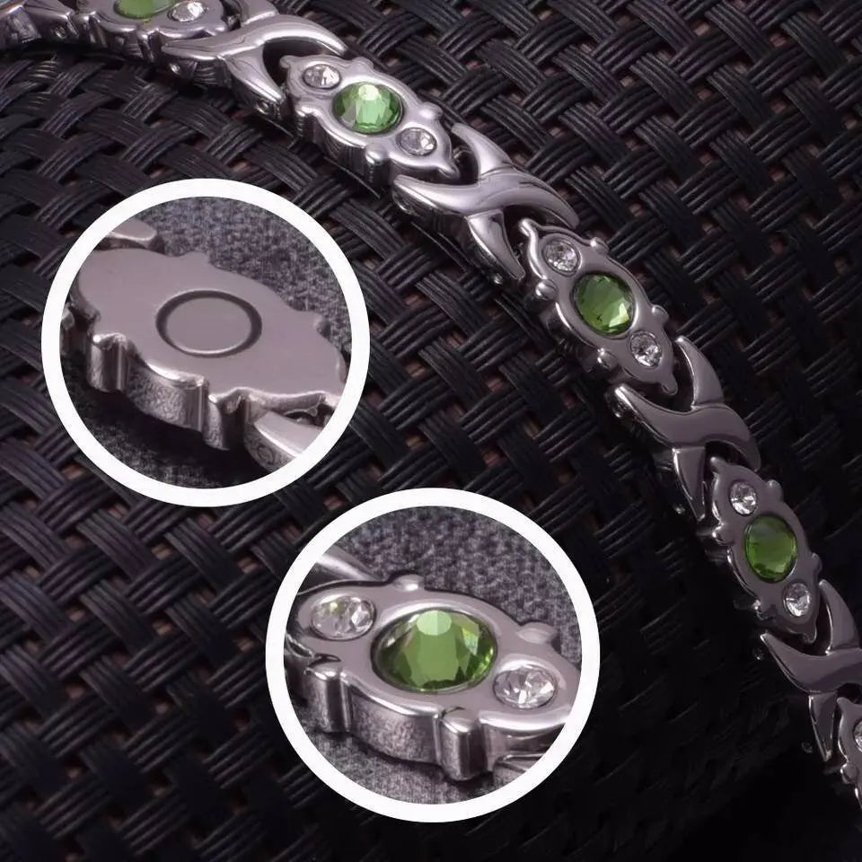 Germanium Lymph Detox Bracelet  Bracelet, Green Crystal Bracelet Magnetotherapy Bracelet Jewelry Copper Bracelet for Women Men 8.5mm 8.5in JettsJewelers
