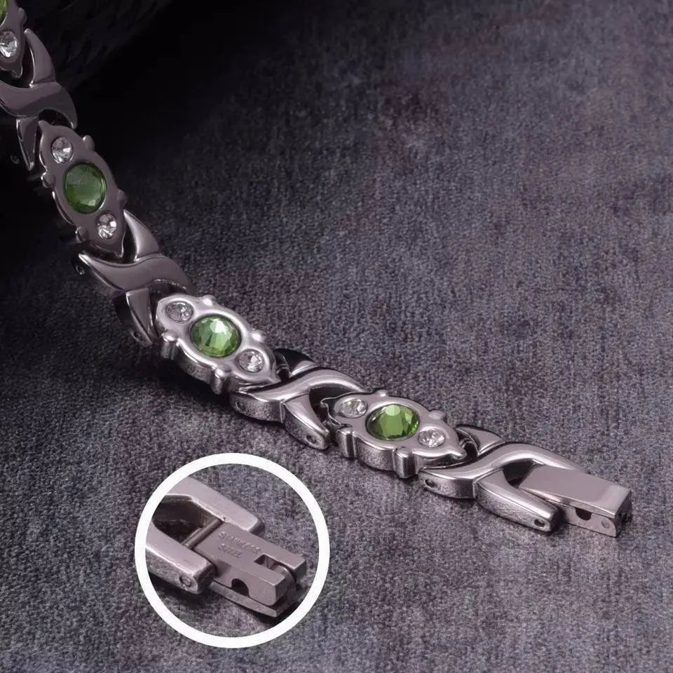 Germanium Lymph Detox Bracelet  Bracelet, Green Crystal Bracelet Magnetotherapy Bracelet Jewelry Copper Bracelet for Women Men 8.5mm 8.5in JettsJewelers