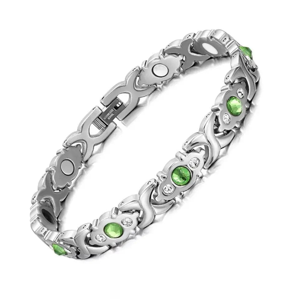 Germanium Lymph Detox Bracelet  Bracelet, Green Crystal Bracelet Magnetotherapy Bracelet Jewelry Copper Bracelet for Women Men 8.5mm 8.5in JettsJewelers