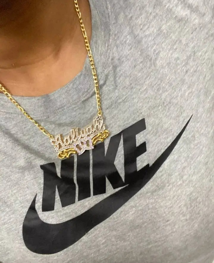 Gold Custom 3D Nameplate Plate  Necklace Personalized Name JettsJewelers