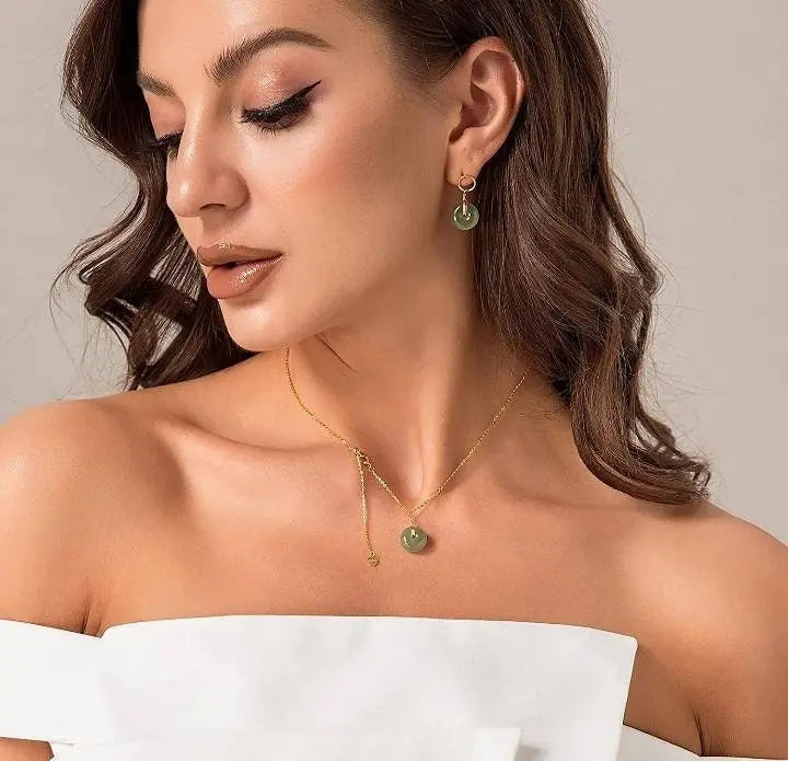 Gold Filled Hetian Jade Pendant Safe Buckle Necklace for Women, Natural Jade Pendant, Adjustable Necklace, Anniversary Gift, Gift for Mother - JettsJewelers