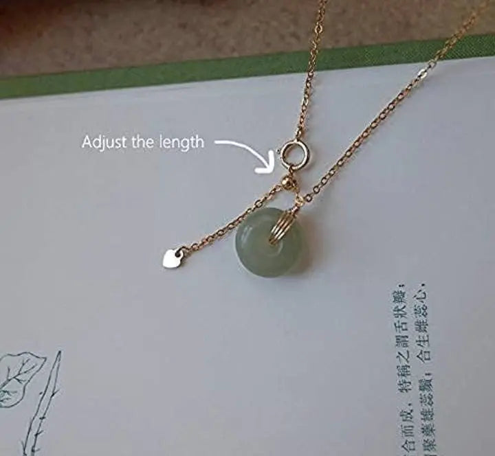 Gold Filled Hetian Jade Pendant Safe Buckle Necklace for Women, Natural Jade Pendant, Adjustable Necklace, Anniversary Gift, Gift for Mother - JettsJewelers
