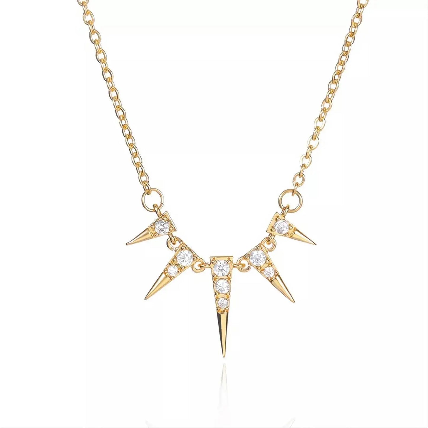 Gold Plated Vintage Tribal Crystal Necklace Pendant Stainless Steel Cubic Zirconia Horns Necklace JettsJewelers