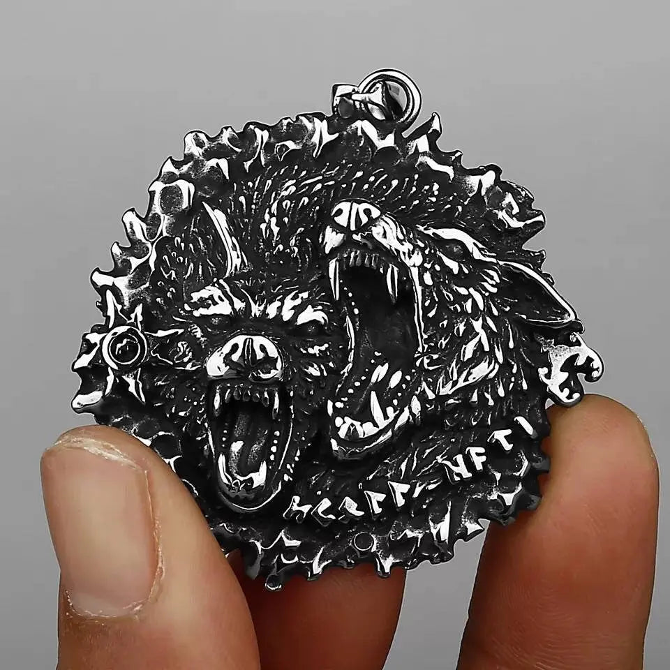 Gold Silver Dual Wolfs Stainless Steel Necklace JettsJewelers