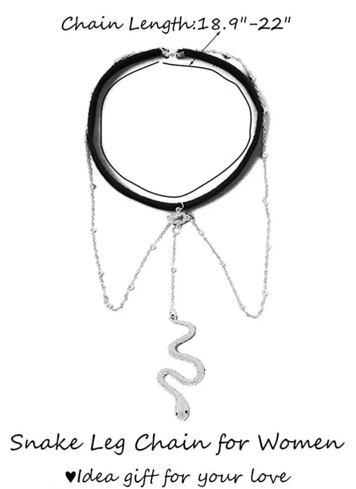 Gold Silver Snake Leg Chain for Women Thigh Chain For Girls Gold Snake Pendant Boho Body Chain for Beach Summer Holiday - JettsJewelers