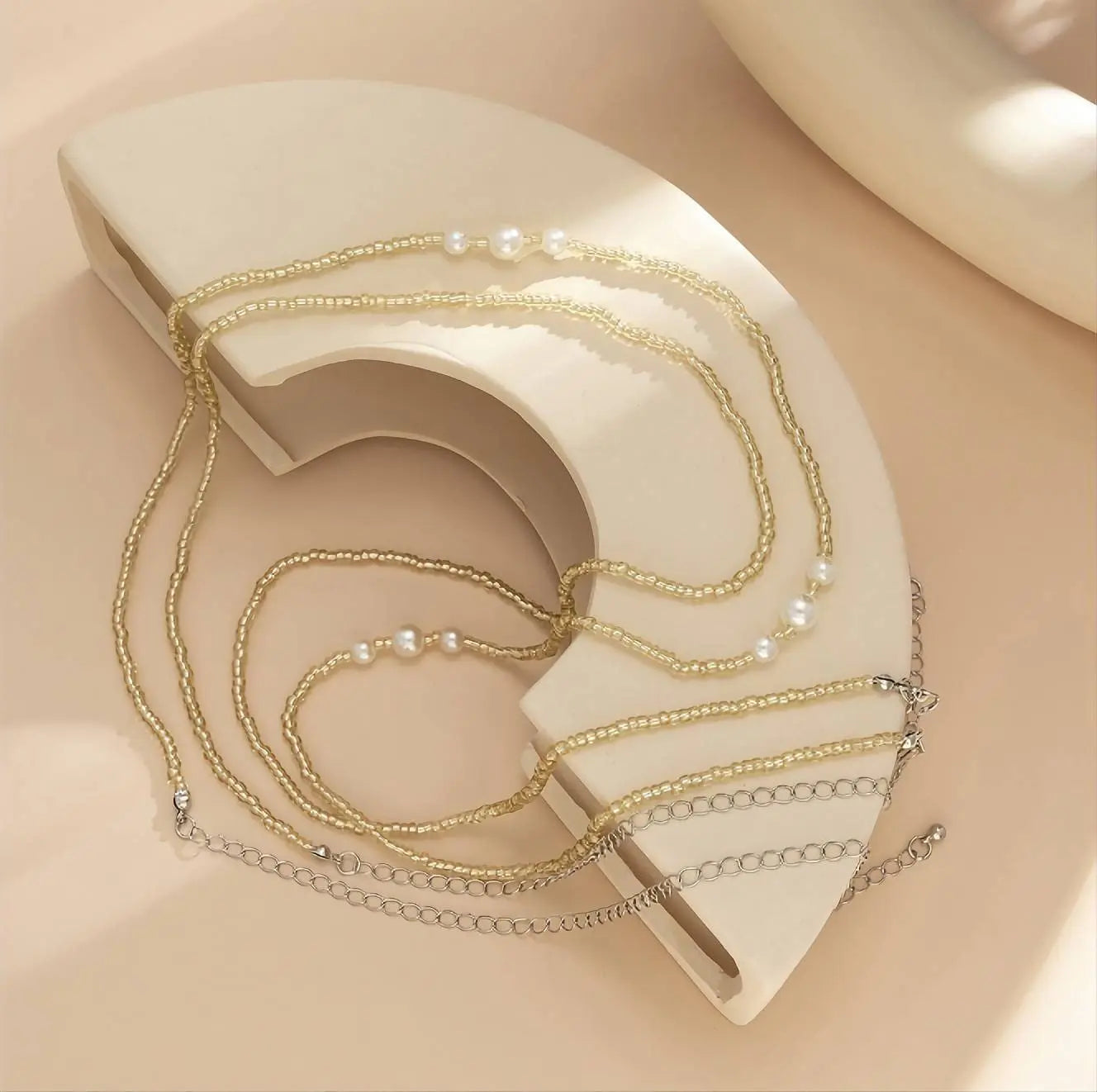 Gold Vintage Style Layered Beads Imitation Pearls Sexy Multi-layered Aesthetic Belly Chain Waist Body Chain JettsJewelers