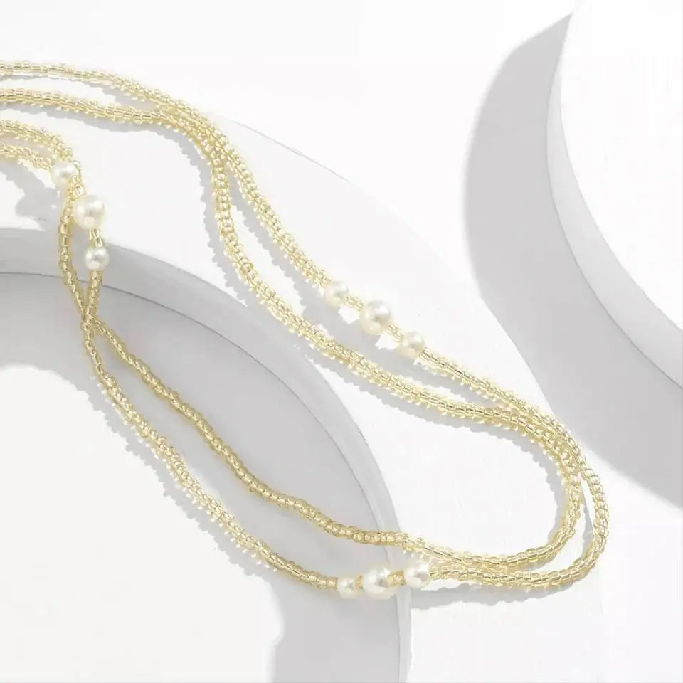 Gold Vintage Style Layered Beads Imitation Pearls Sexy Multi-layered Aesthetic Belly Chain Waist Body Chain JettsJewelers