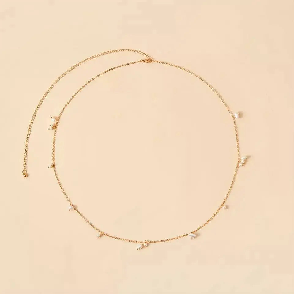 Gold Vintage Style Layered Imitation Pearls Sexy Aesthetic Belly Chain Waist Body Chain JettsJewelers