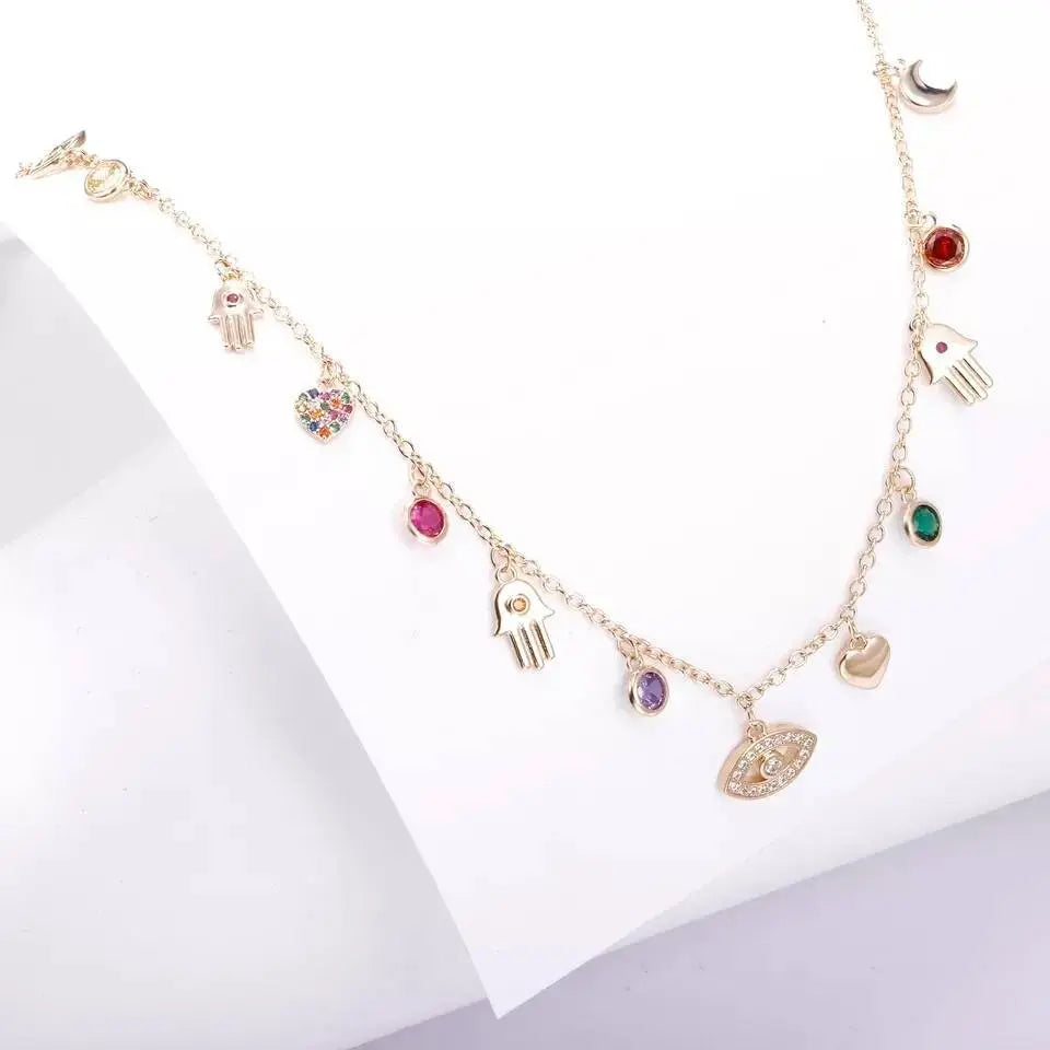 Gold and Silver Plated Crystal Eye of The Demons Necklace JettsJewelers