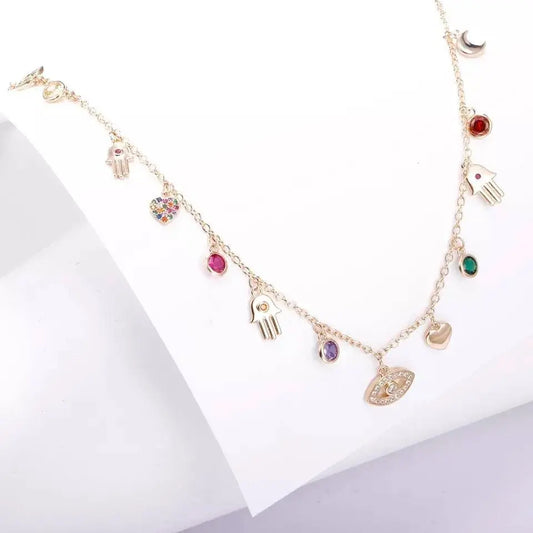 Gold and Silver Plated Crystal Eye of The Demons Necklace JettsJewelers