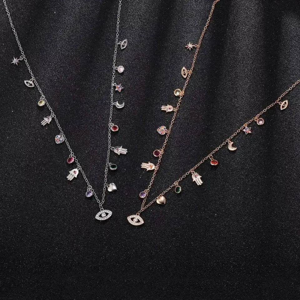 Gold and Silver Plated Crystal Eye of The Demons Necklace JettsJewelers