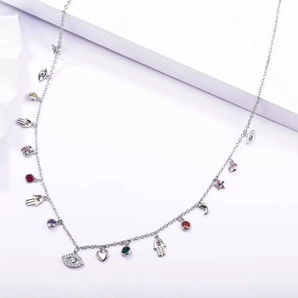 Gold and Silver Plated Crystal Eye of The Demons Necklace JettsJewelers