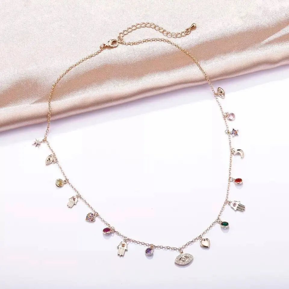 Gold and Silver Plated Crystal Eye of The Demons Necklace JettsJewelers