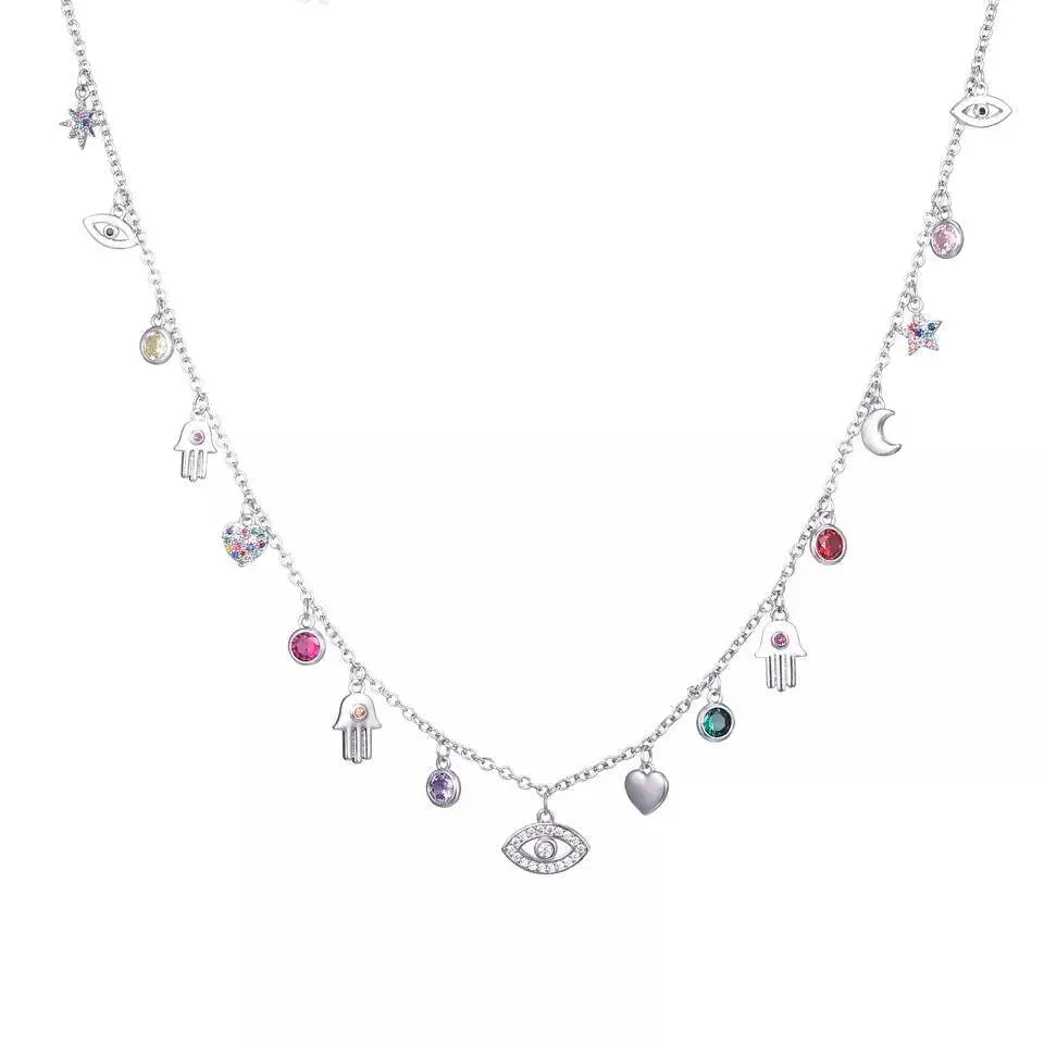 Gold and Silver Plated Crystal Eye of The Demons Necklace JettsJewelers