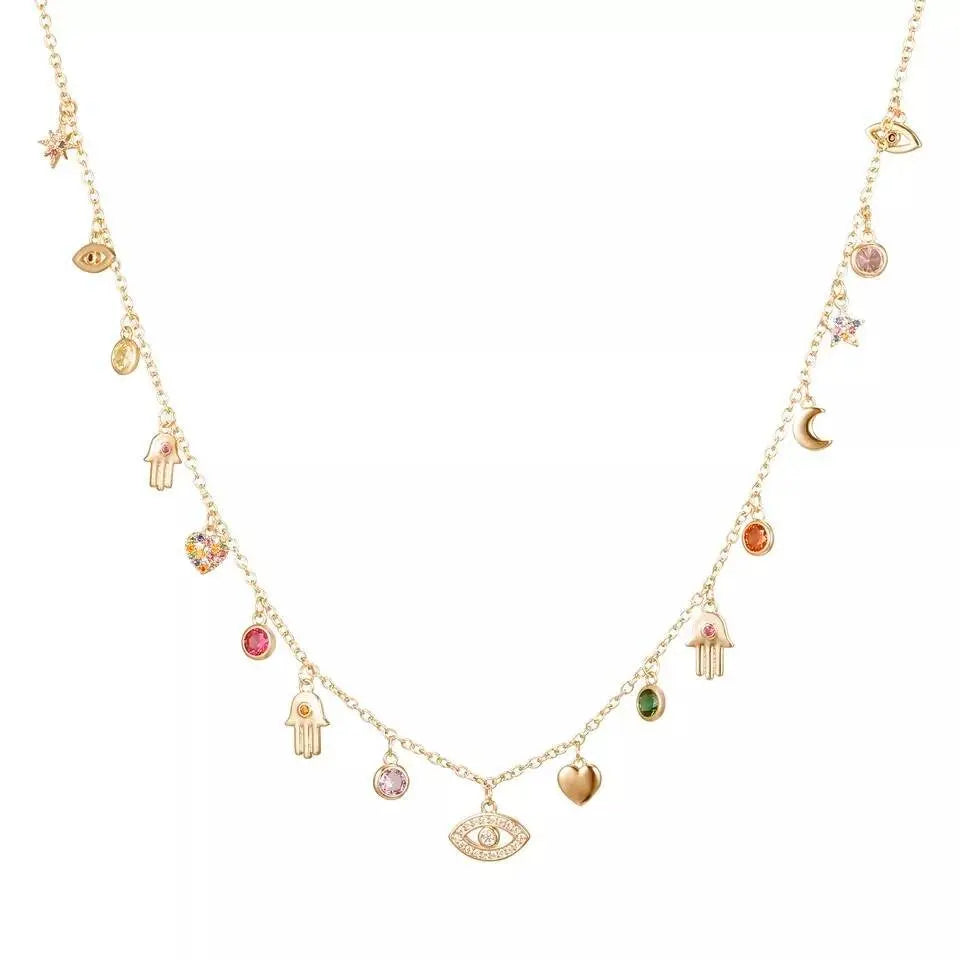 Gold and Silver Plated Crystal Eye of The Demons Necklace JettsJewelers