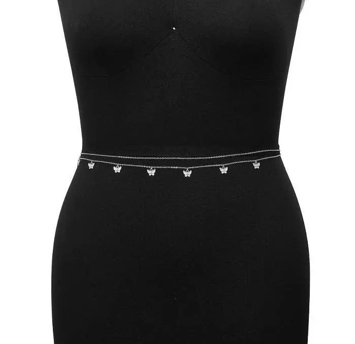 Gold or Silver Sexy Butterfly Fringe Multi-layered Aesthetic Belly Chain Waist Body Chain JettsJewelers