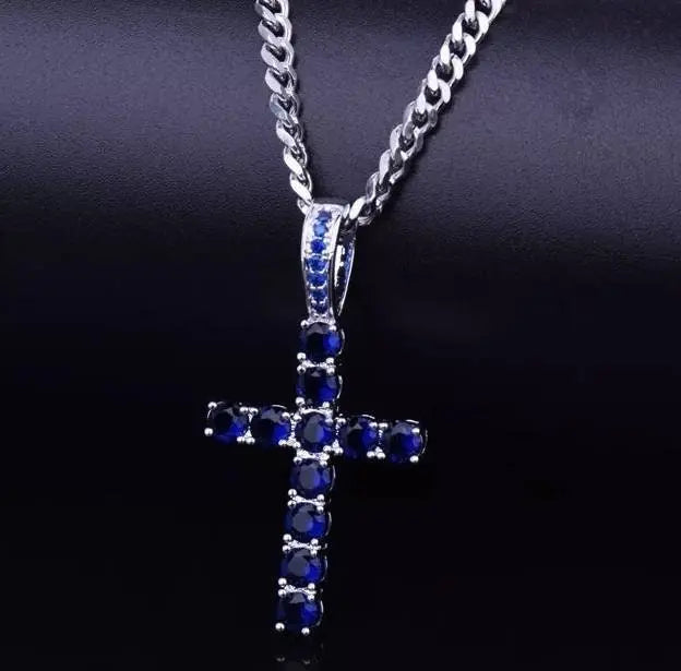 Gold&Silver Plated Solid 14k Iced out Cubic Zirconia Cross Pendant Necklace - JettsJewelers