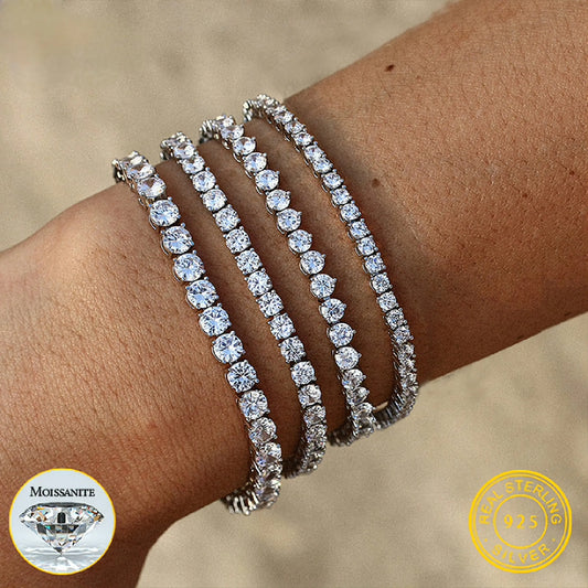 Gold,Silver, Bracelets for Men and Women 18K Yellow Gold Plated 3mm, 4mm, 5mm Round AAA Cubic Zirconia Classic Tennis Bracelet Size 7-8 Inch JettsJewelers