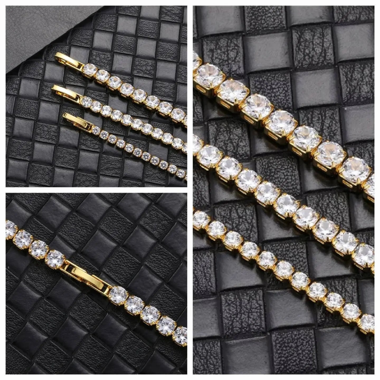 Gold,Silver, Bracelets for Men and Women 18K Yellow Gold Plated 3mm, 4mm, 5mm Round AAA Cubic Zirconia Classic Tennis Bracelet Size 7-8 Inch JettsJewelers