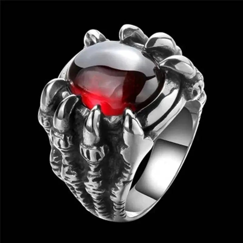 Gothic Black Red Dragon Orb Ring - JettsJewelers