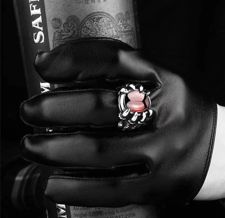 Gothic Black Red Dragon Orb Ring - JettsJewelers