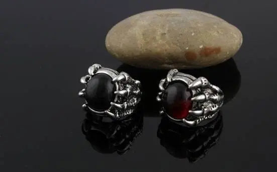 Gothic Black Red Dragon Orb Ring - JettsJewelers