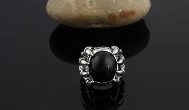 Gothic Black Red Dragon Orb Ring - JettsJewelers
