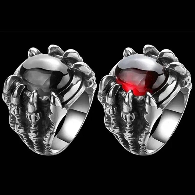 Gothic Black Red Dragon Orb Ring - JettsJewelers