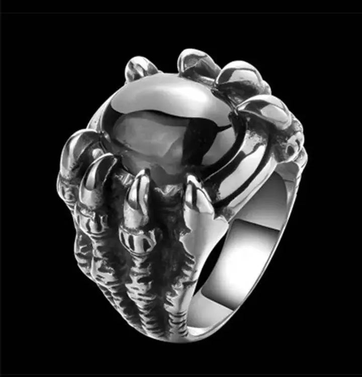 Gothic Black Red Dragon Orb Ring - JettsJewelers