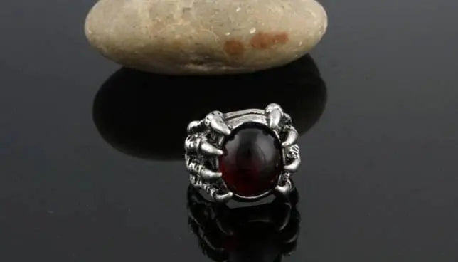 Gothic Black Red Dragon Orb Ring - JettsJewelers