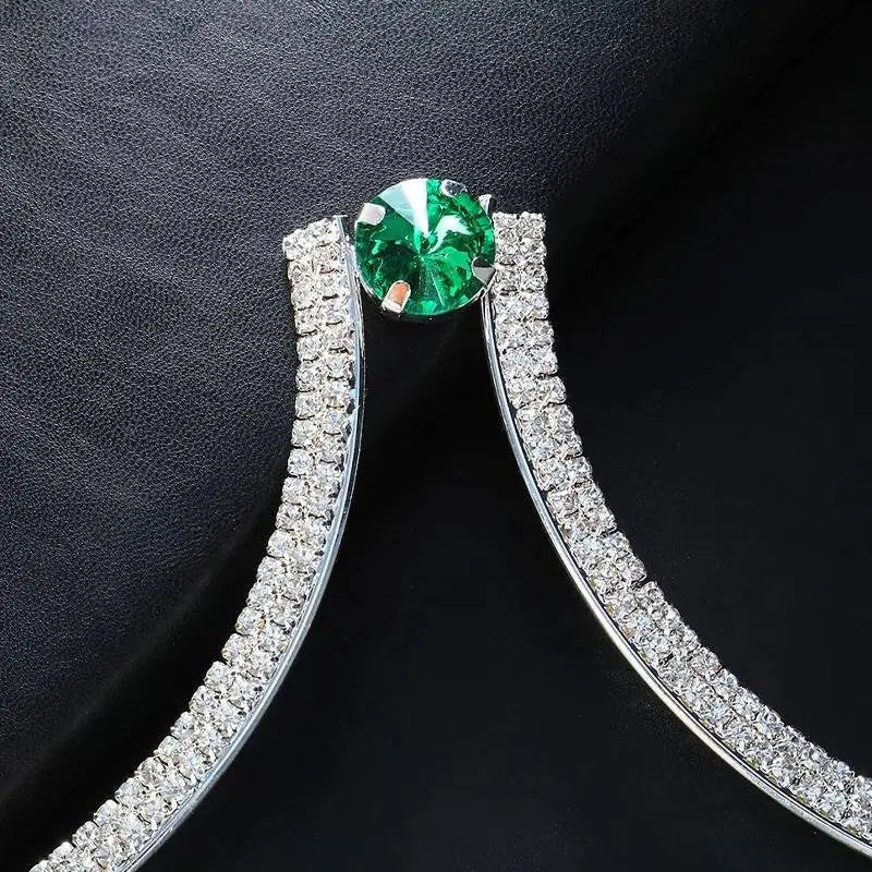 Green Round Gem Rhinestone Bra Body Sexy Bikini Silver Gold Beauty  Chest Bracket Bras Chain Nightclub and Partying Body Jewelry for Women JettsJewelers