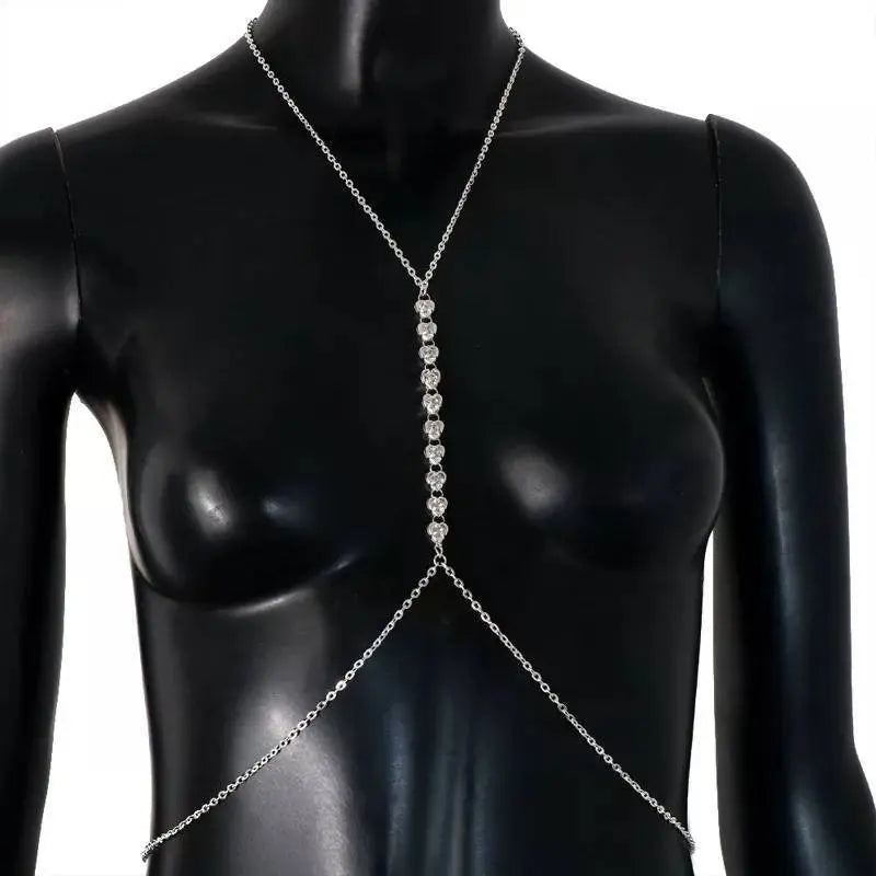 Hearts Rhinestones Metal Bra Body Sexy Bikini Silver Gold Beauty Chest Bracket Bras Nightclub and Partying Body Jewelry for Women JettsJewelers