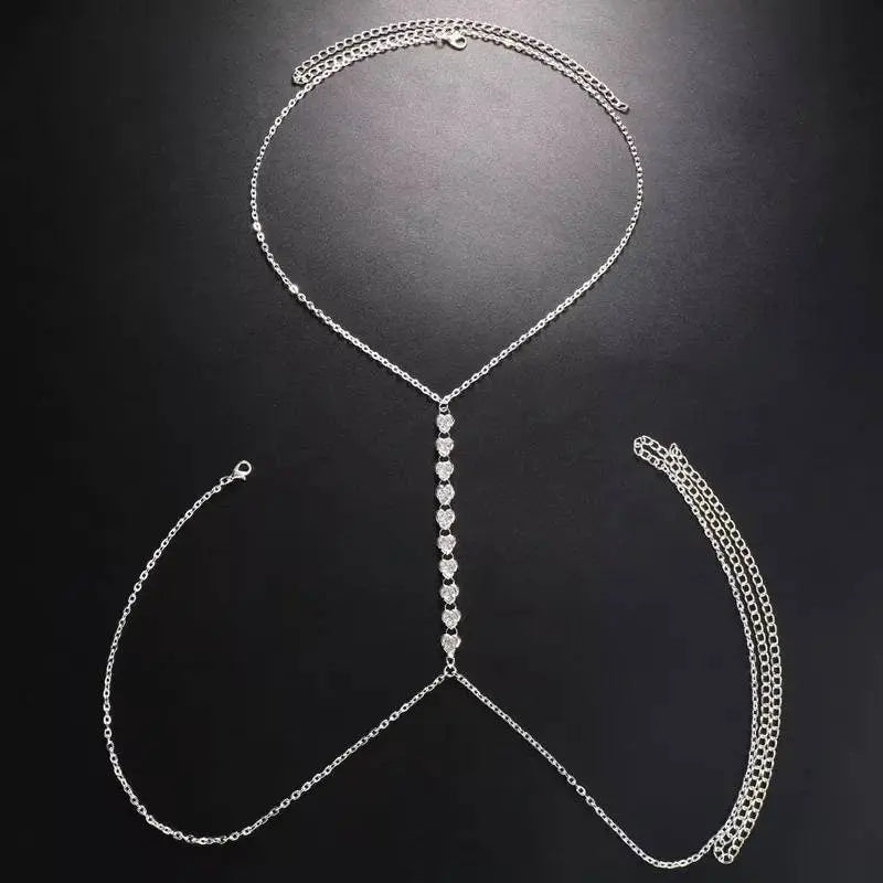 Hearts Rhinestones Metal Bra Body Sexy Bikini Silver Gold Beauty Chest Bracket Bras Nightclub and Partying Body Jewelry for Women JettsJewelers