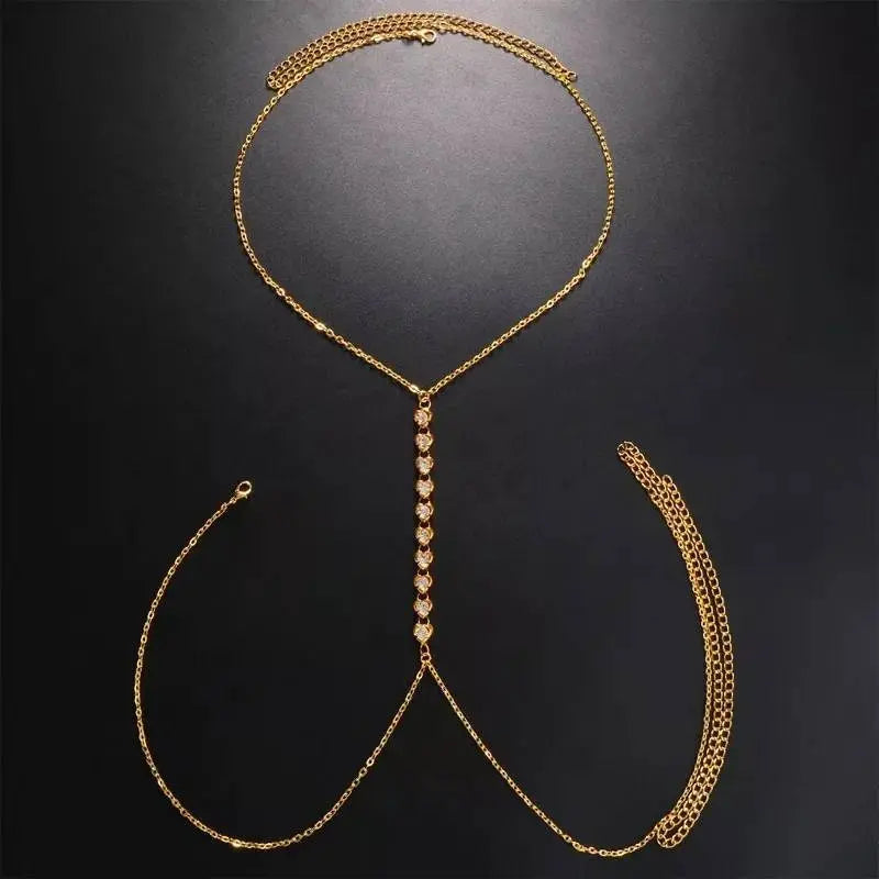 Hearts Rhinestones Metal Bra Body Sexy Bikini Silver Gold Beauty Chest Bracket Bras Nightclub and Partying Body Jewelry for Women JettsJewelers