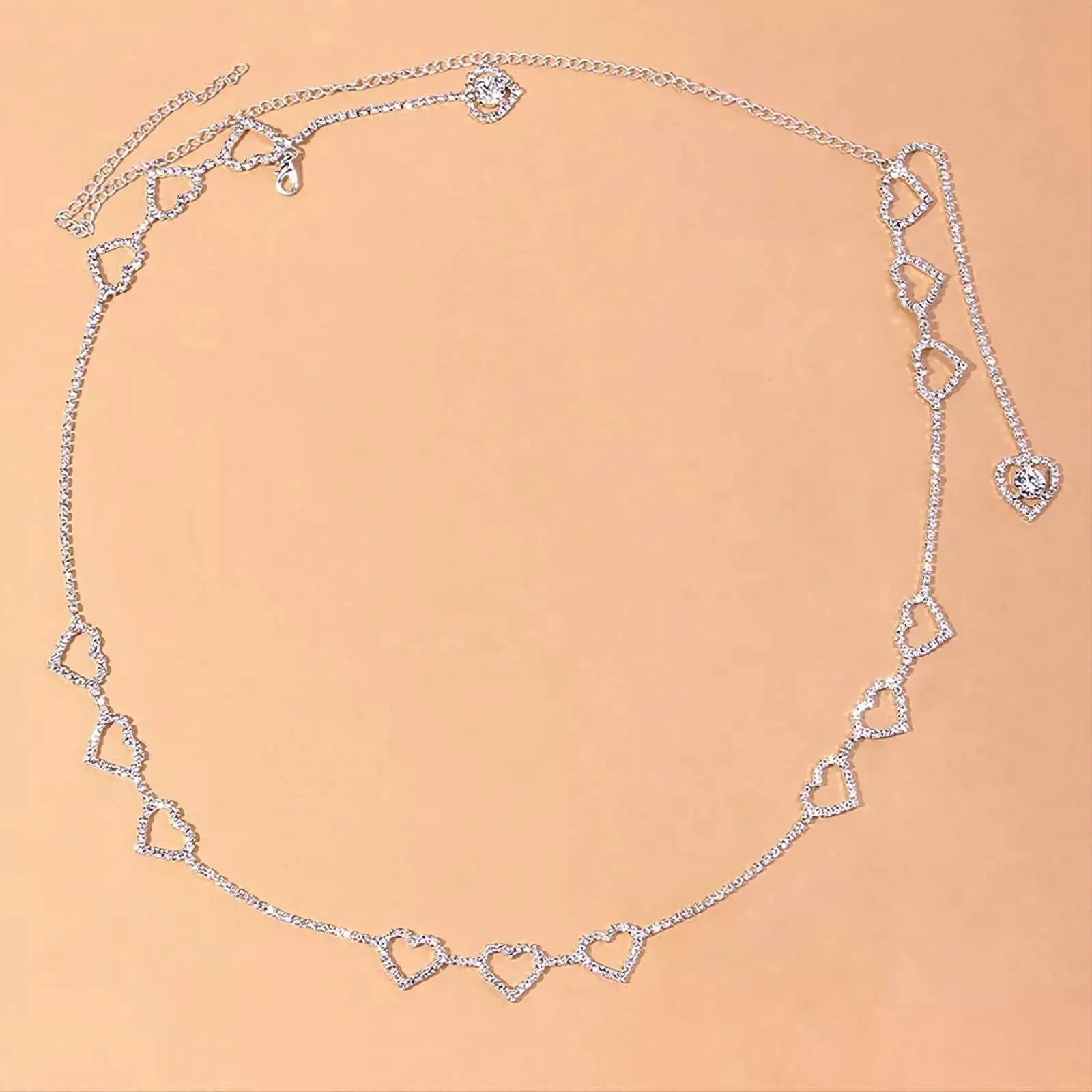 Hearts Waist Chain Rhinestone Belly Chains Belt Summer Beach Costume Crystal Body Jewelry for Women and Girls Silver Gold JettsJewelers