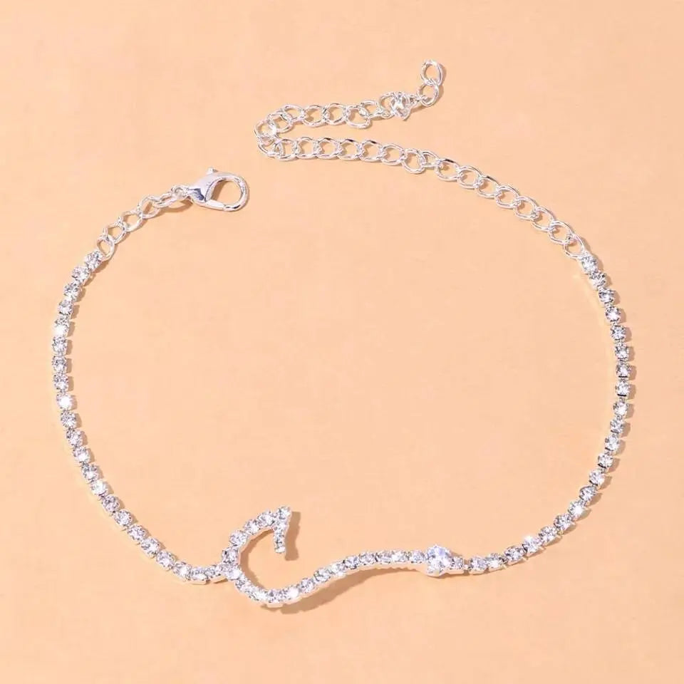 Hook Rhinestone Anklet Foot Jewelry for Women Beach Barefoot Chain Bracelet On the Leg Accessories Gift JettsJewelers