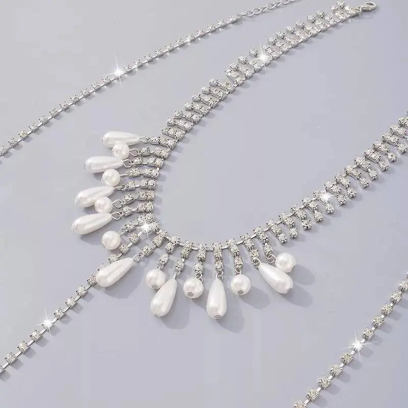 Imitation Pearl Body Harness Chain for Women Bohemian Tassels Shoulder Chain Necklace Jewelry for Party Wedding Summer Beach JettsJewelers