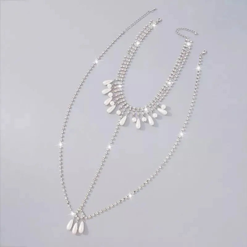 Imitation Pearl Body Harness Chain for Women Bohemian Tassels Shoulder Chain Necklace Jewelry for Party Wedding Summer Beach JettsJewelers