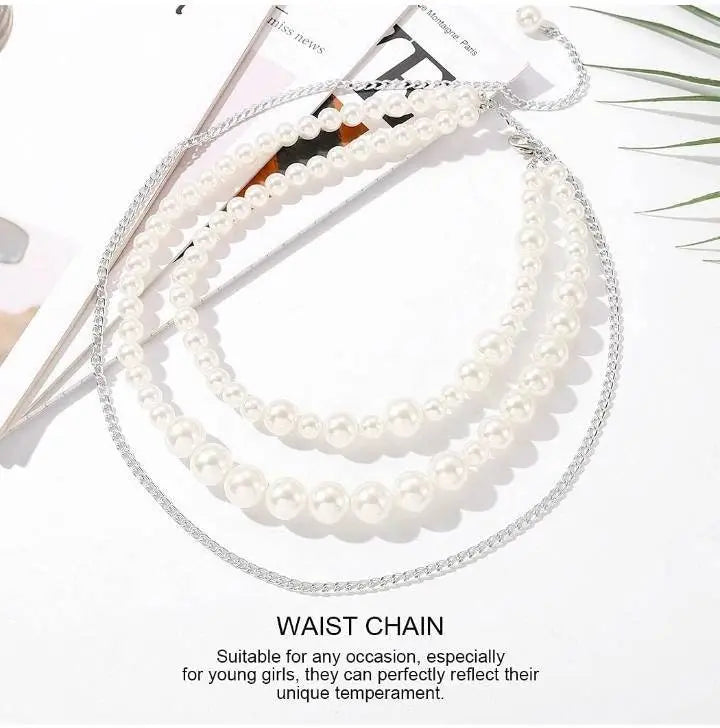 Imitation Pearl Waist Body Chain Jewelry for Women Teen Girls Handmade Pearl Waist Set - JettsJewelers