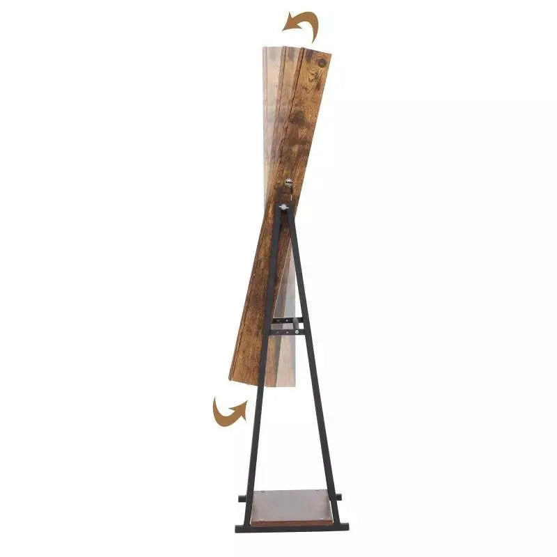 Industrial Mirror Jewelry Cabinet Armoire,6 LEDs Mirrored Jewelry Storage, Wood Look with Stable Metal Frame, Easy Assembly, Rustic Brown JettsJewelers