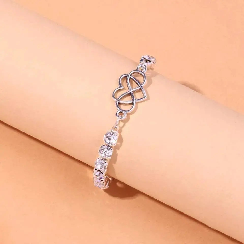 Infinity Heart Rhinestones Anklet Foot Jewelry for Women Beach Barefoot Chain Bracelet On the Leg Accessories Gift - JettsJewelers