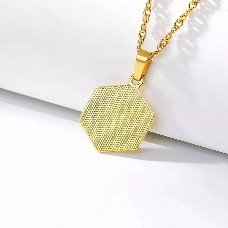 Initial 18k Gold Polygon Necklace, Polygon Letter Necklace, Monogram Necklace, Initial Necklace For Women Men Gold Pendant Alphabet Charm JettsJewelers