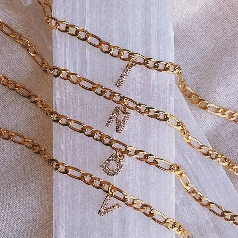 Initial Anklet, Custom Ankle Bracelet, A - Z Crystal Cubic Zirconia Letter Anklet, Leg Gold Chain, Anklebone Beauty, Personalized - JettsJewelers