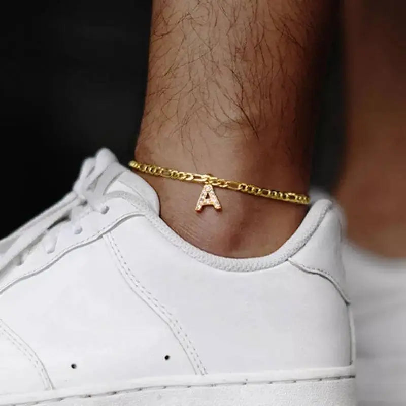 Initial Anklet, Custom Ankle Bracelet, A - Z Crystal Cubic Zirconia Letter Anklet, Leg Gold Chain, Anklebone Beauty, Personalized - JettsJewelers