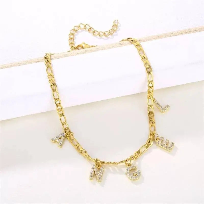 Initial Anklet, Custom Ankle Bracelet, A - Z Crystal Cubic Zirconia Letters Anklet, Leg Gold Chain, Anklebone Beauty, Personalized - JettsJewelers