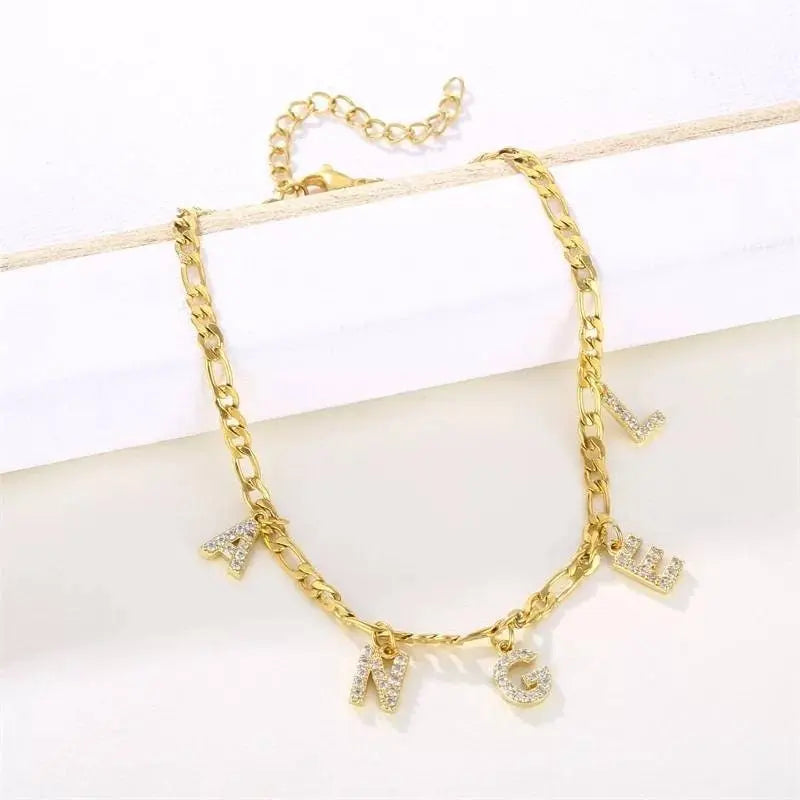 Initial Anklet, Custom Ankle Bracelet, A - Z Crystal Cubic Zirconia Letters Anklet, Leg Gold Chain, Anklebone Beauty, Personalized JettsJewelers