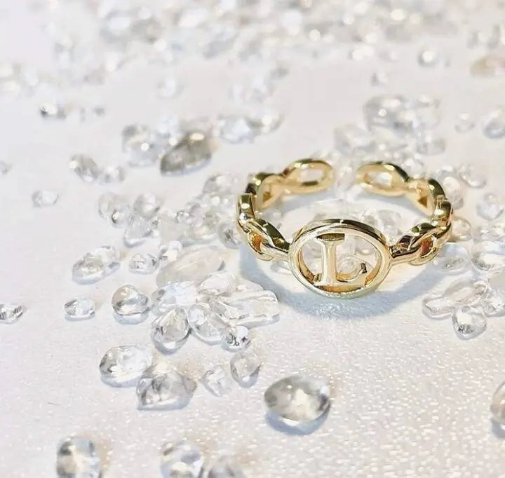 Initial Letter Rings Stainless Steel Gold Adjustable Couple Female Ring Boho Jewelry A-Z - JettsJewelers