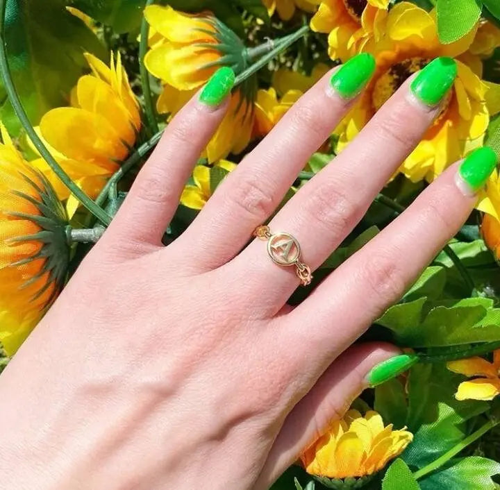 Initial Letter Rings Stainless Steel Gold Adjustable Couple Female Ring Boho Jewelry A-Z JettsJewelers