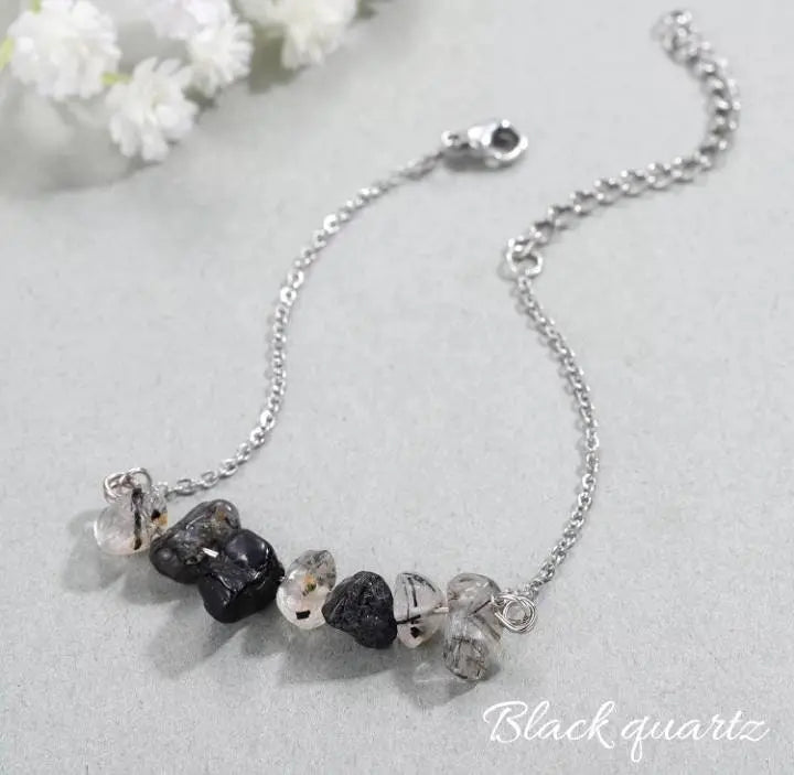 Irregular Chip Black Quartz Gold Silver Bracelet Handmade Spiritual Jewelry Good Luck Spiritual Gift For Women Men's Positive Energy Chakra JettsJewelers