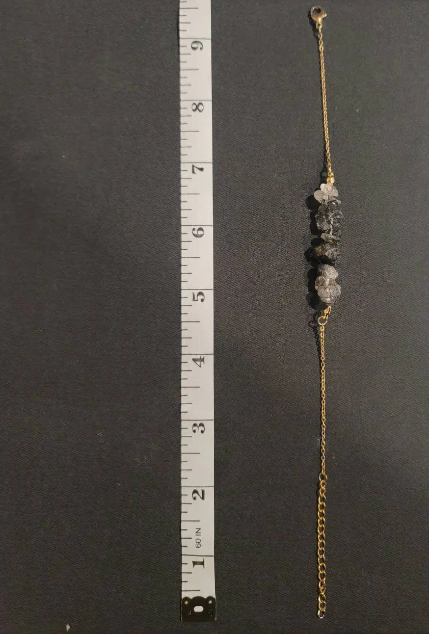 Irregular Chip Black Quartz Gold Silver Bracelet Handmade Spiritual Jewelry Good Luck Spiritual Gift For Women Men's Positive Energy Chakra JettsJewelers